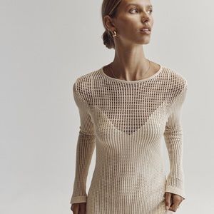 DISSH OPHELIA NATURAL LONG SLEEVE CROCHET MAXI DRESS - M